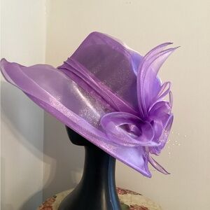 NEW Kentucky Derby, Wedding, Worship Organza Fascinator Hat in Purple